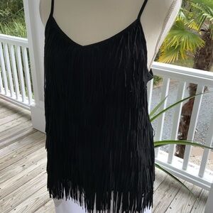 Black Fringe Tank Top